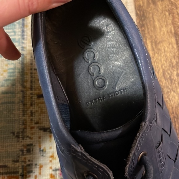 ECCO Soft 7 Woven Navy Blue Leather Sneakers Extra Width Size 9 - Picture 10 of 13